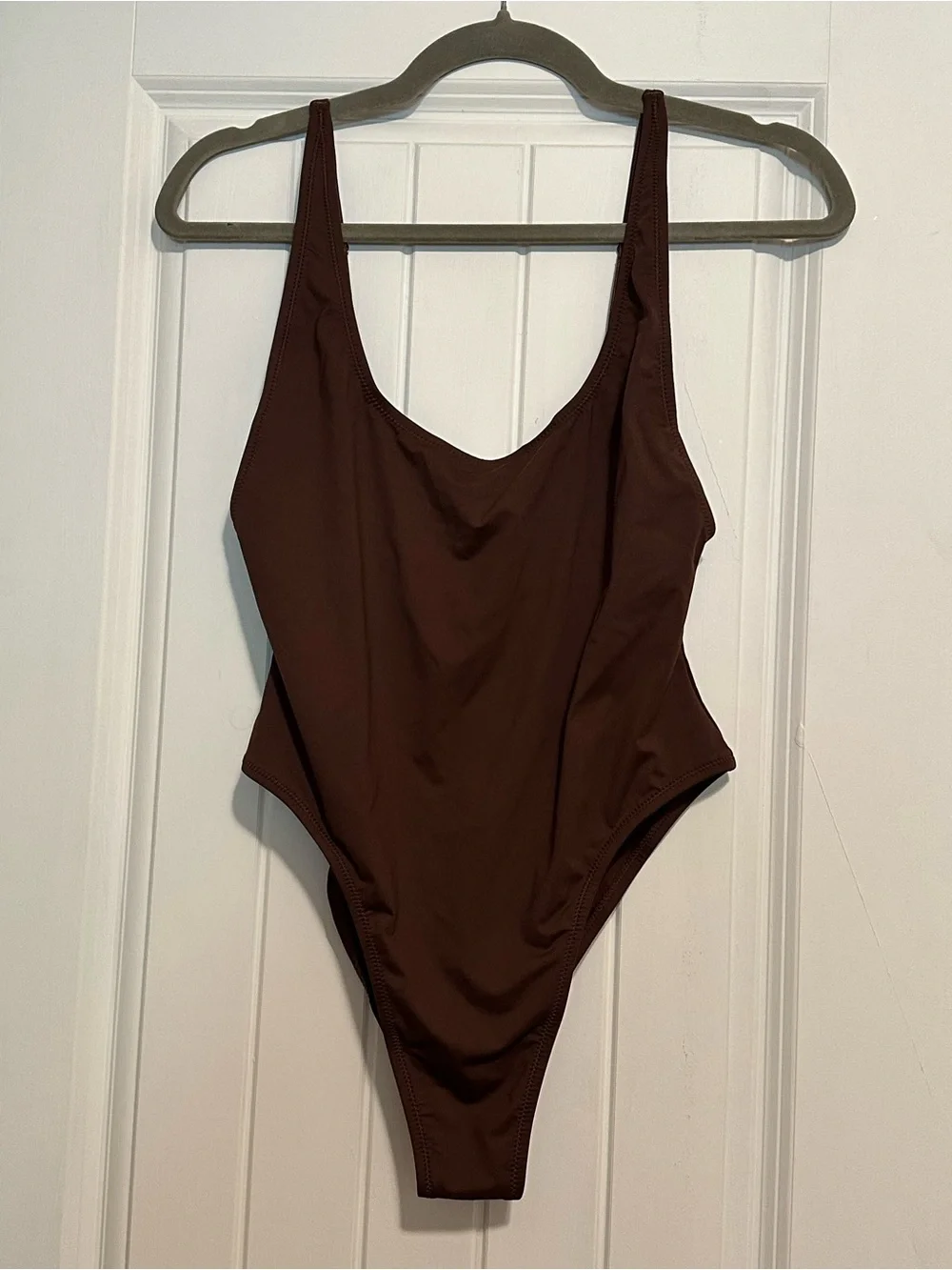 SKIMS Signature Recycled Swim Scoop Neck Swimsuit in Cocoa NWT